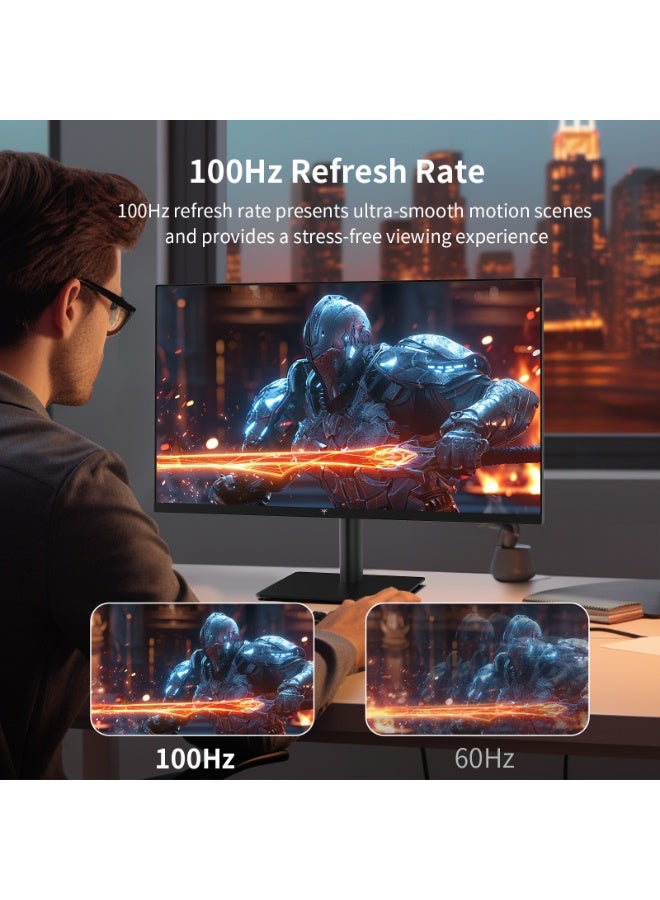 KTC 27 Inch QHD Computer Monitor, 2K 100Hz IPS Gaming Monitor, 1440P Frameless Eye Care PC Office Monitor with HDMI/DP, FreeSync & G-Sync, HDR10, VESA, Tilt Adjustable - Image 2